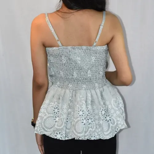 NYVAZ Sage Bloom Smocked Peplum Top