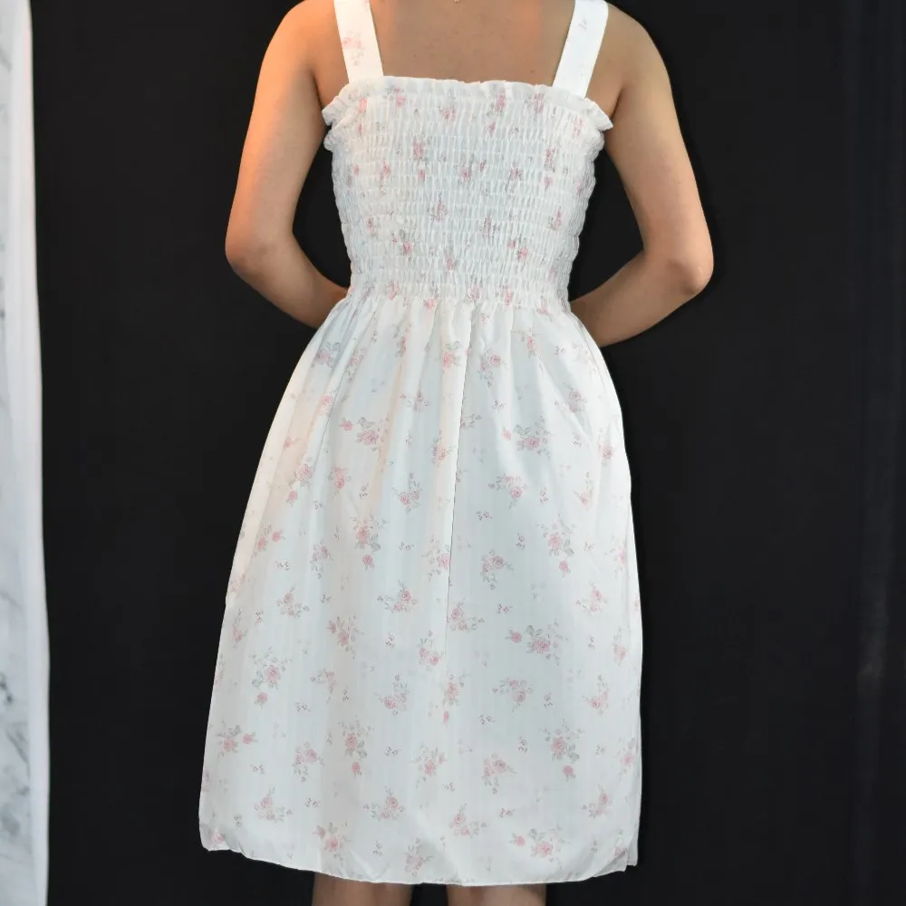 NYVAZ Women's Pink Blossom Smocked Midi Dress