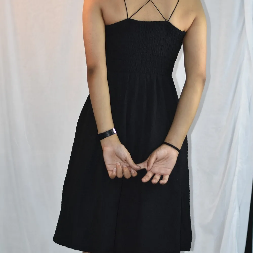 NYVAZ Women's Midnight Black Strappy Midi Dress