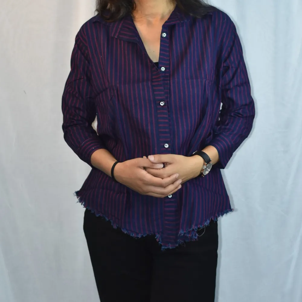 NYVAZ Women's Plum Stripe Casual Shirt