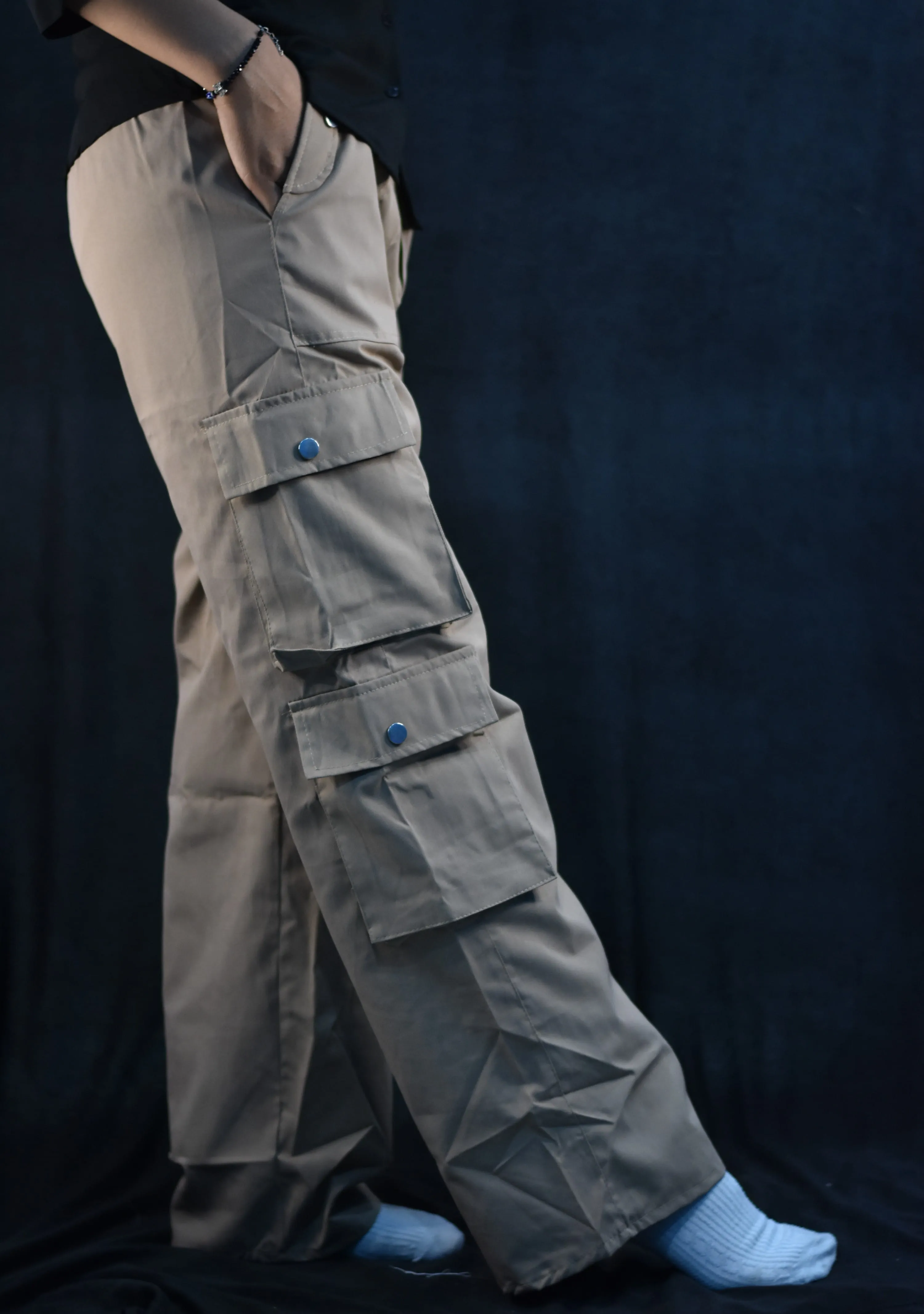 Women's Charcoal Gray Wide Leg Cargo Pants
