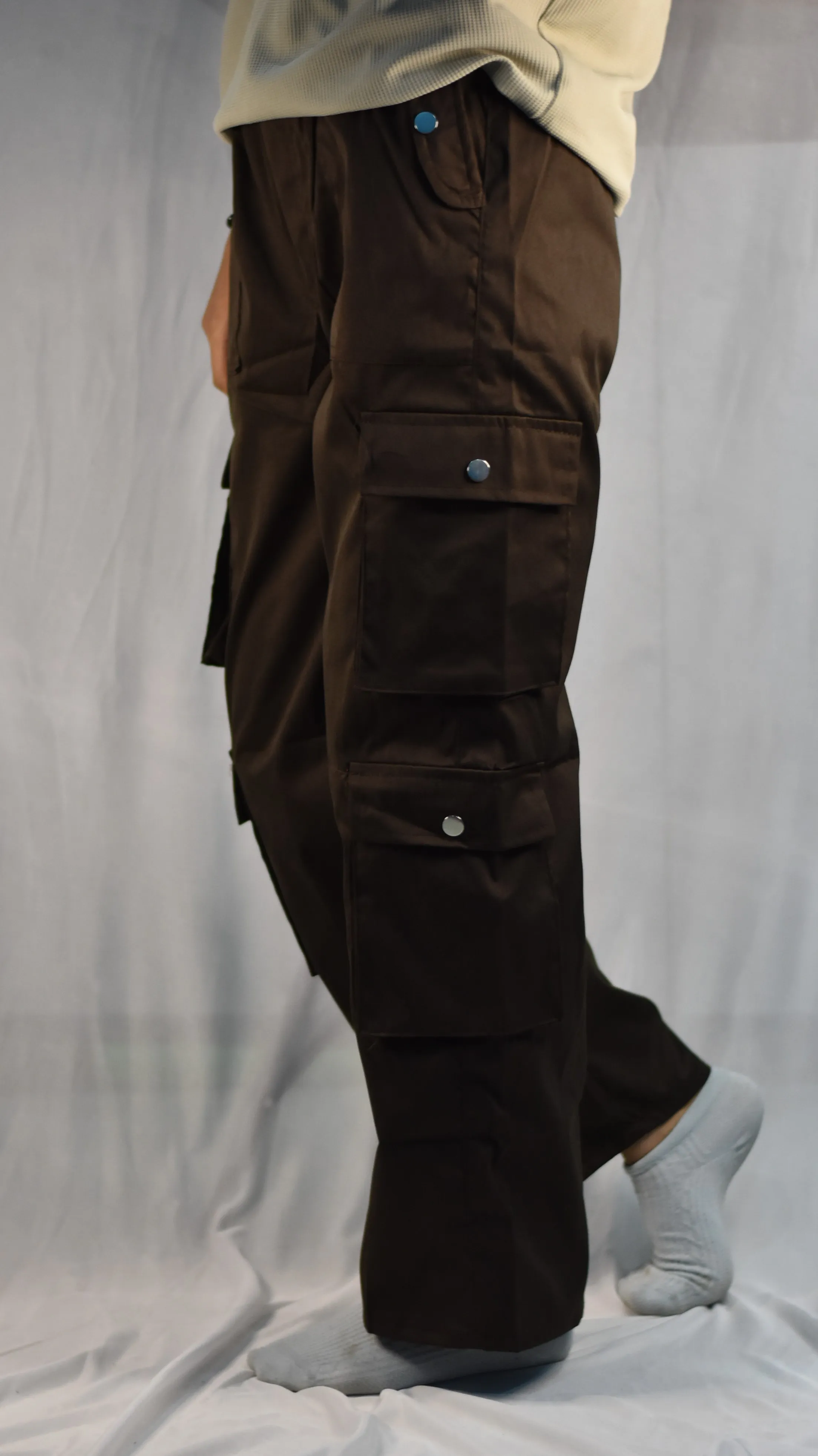 Women's Dark Mocha Brown Wide Leg Cargo Pants