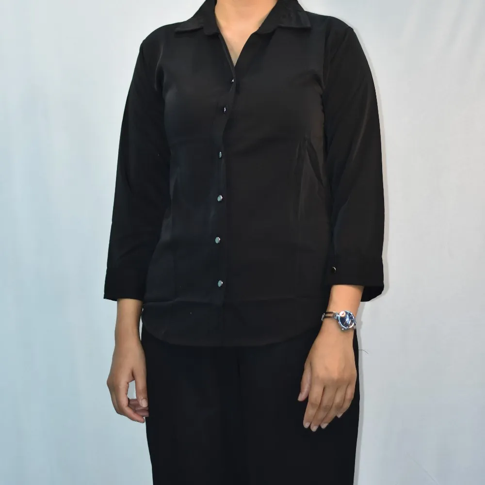 NYVAZ Women's Classic Black Formal Shirt