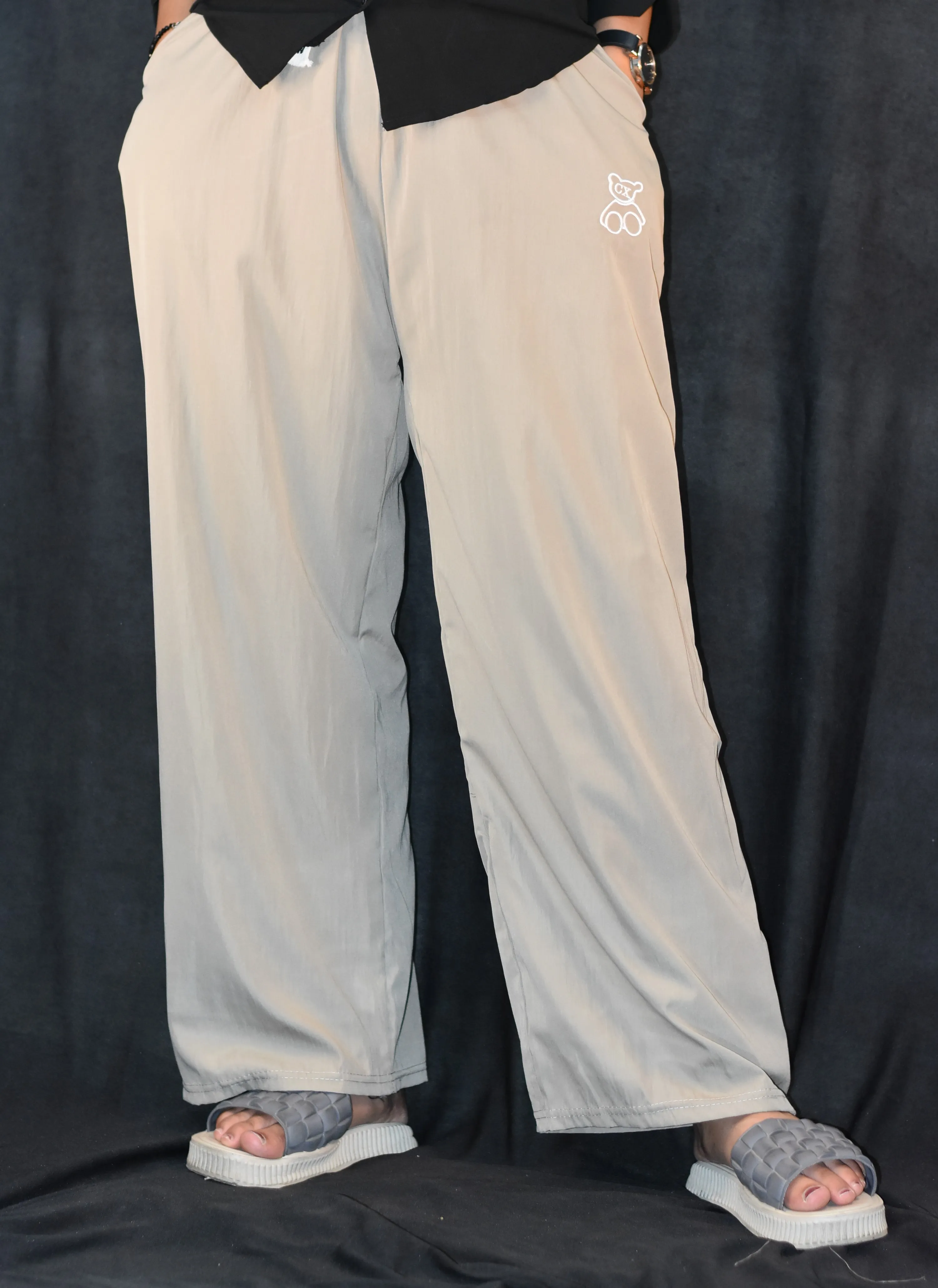 Women's Relaxed Wide-Leg Lounge Pants – Light Grey