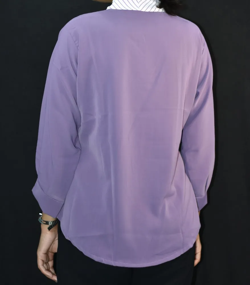 NYVAZ Women's Lavender Tie-Neck Formal Top