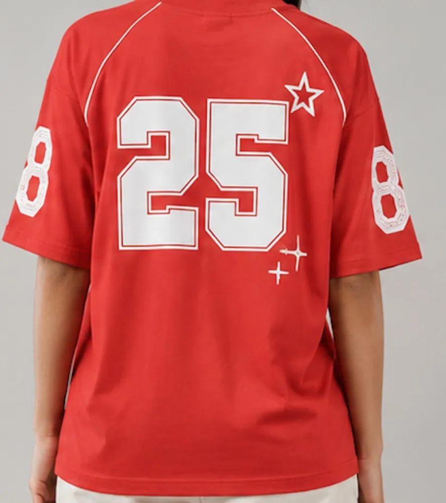 NYVAZ Women's Red Palace Graphic Cotton T-Shirt