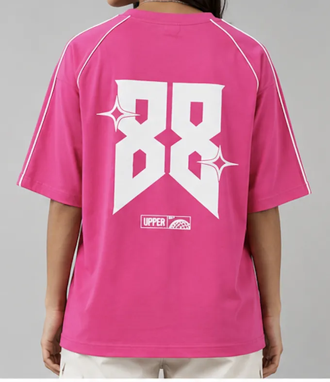 NYVAZ Women's Hot Pink Cursed Graphic Cotton T-Shirt