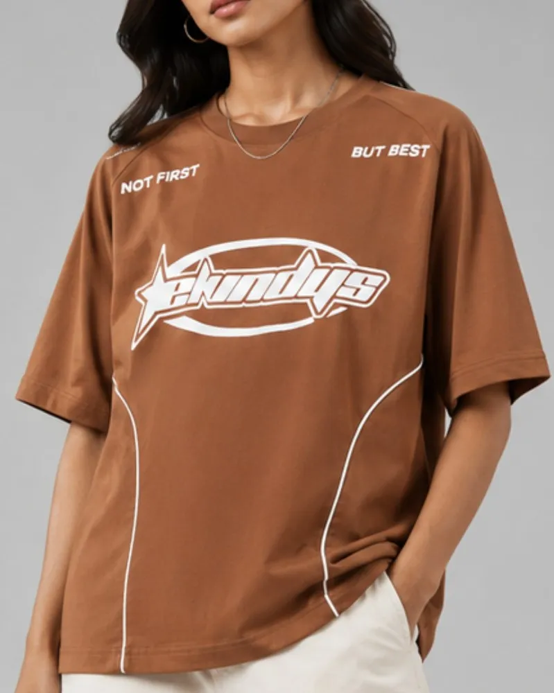 NYVAZ Women's Brown Always Graphic Sports T-Shirt
