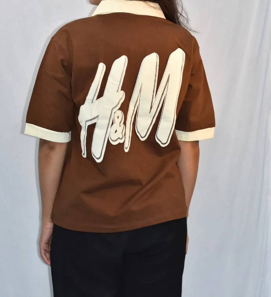 NYVAZ Women's Brown Contrast Collar Polo T-Shirt