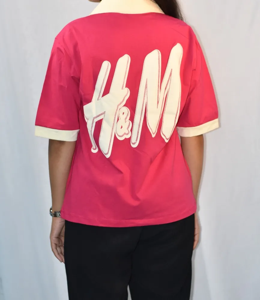 NYVAZ Women's Pink Contrast Collar Polo T-Shirt