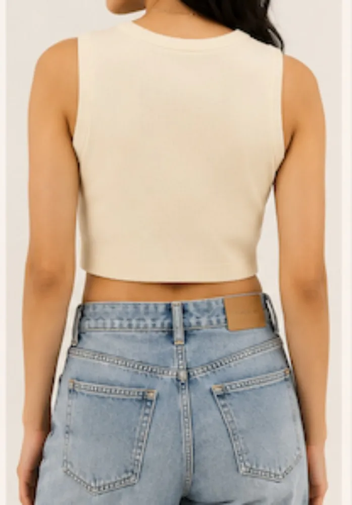 NYVAZ Women's Floral Graphic Sleeveless Crop Top