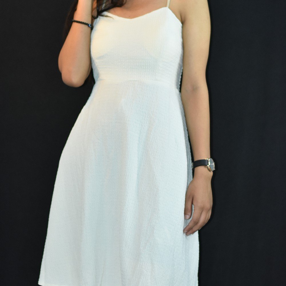 Ivory White NYVAZ Women's Ivory Breeze Strappy Midi Dress