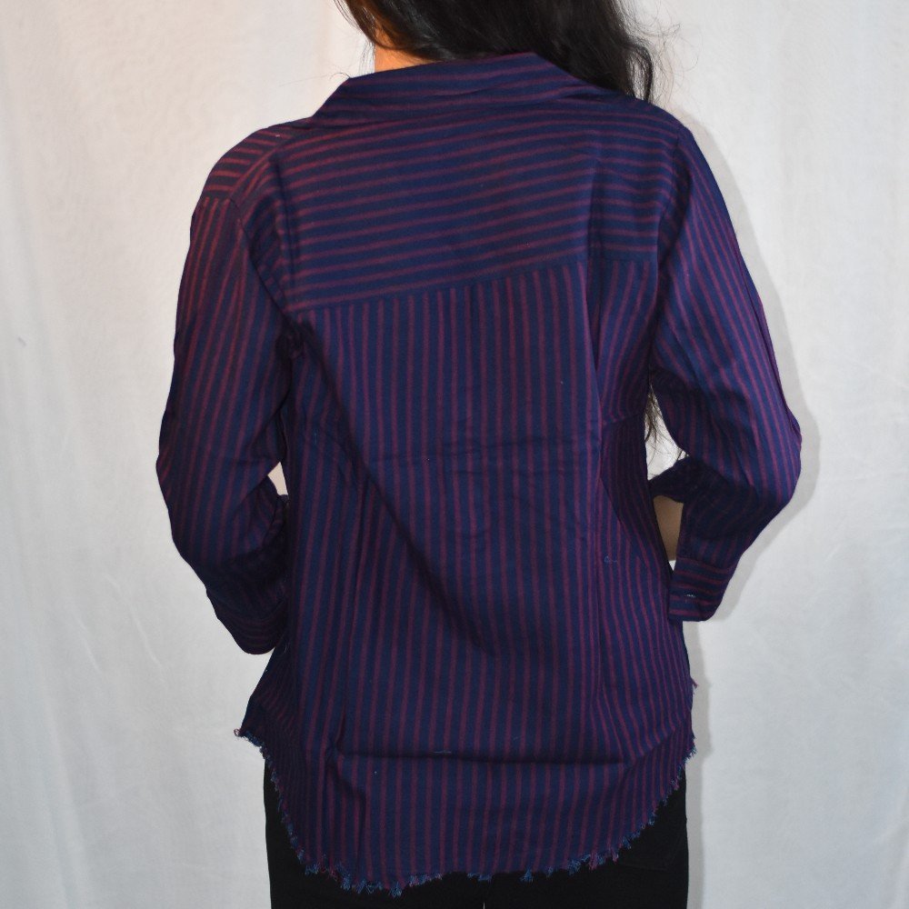 Plum Purple NYVAZ Women's Plum Stripe Casual Shirt