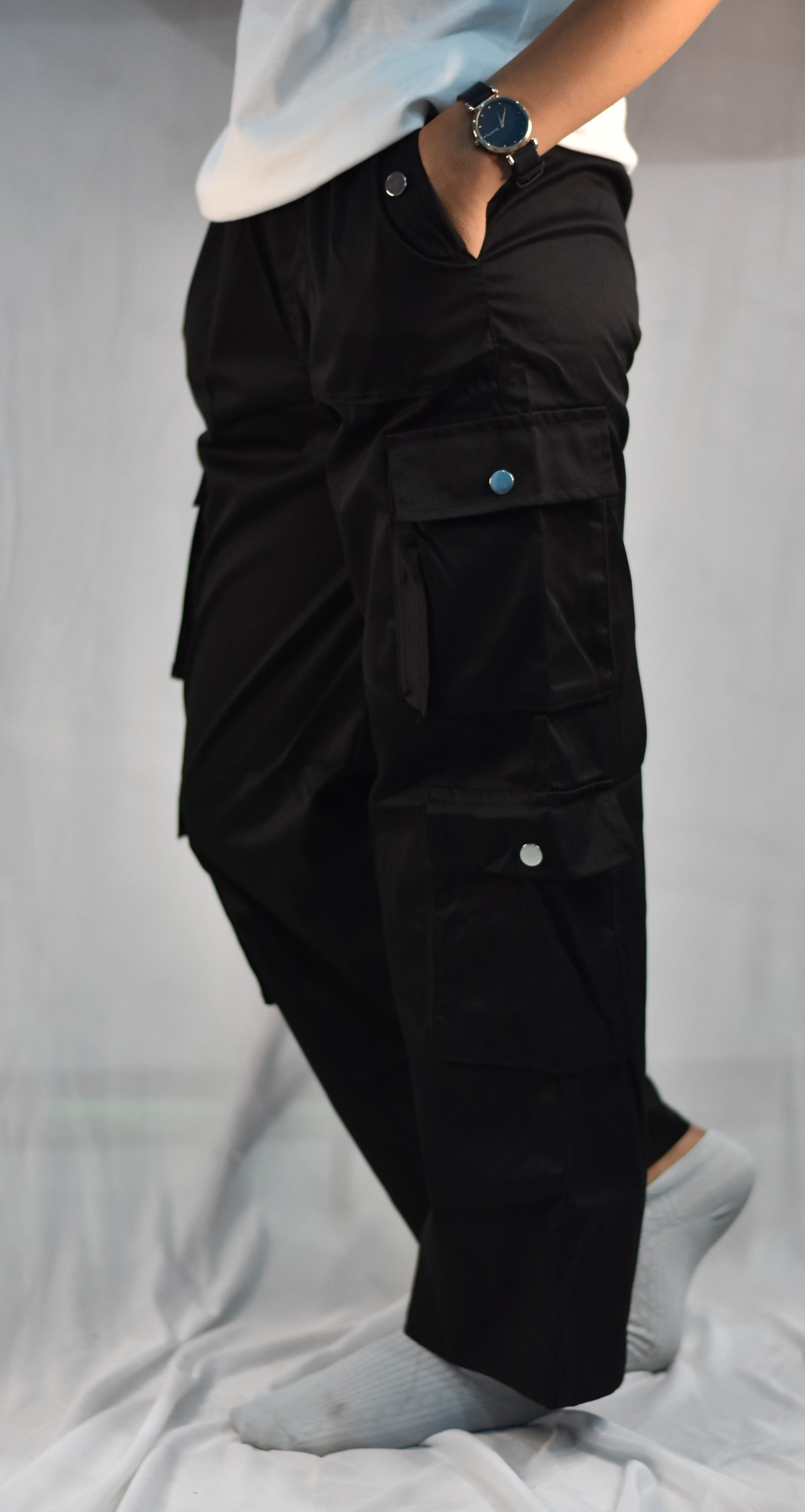 black Girls black Wide Leg Cargo Pants