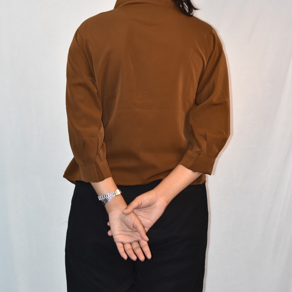 Mocha Brown & White NYVAZ Women's Mocha Color Block Stripe Shirt