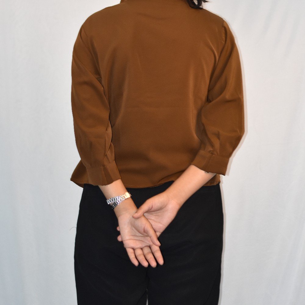 Mocha Brown & White NYVAZ Women's Mocha Color Block Stripe Shirt