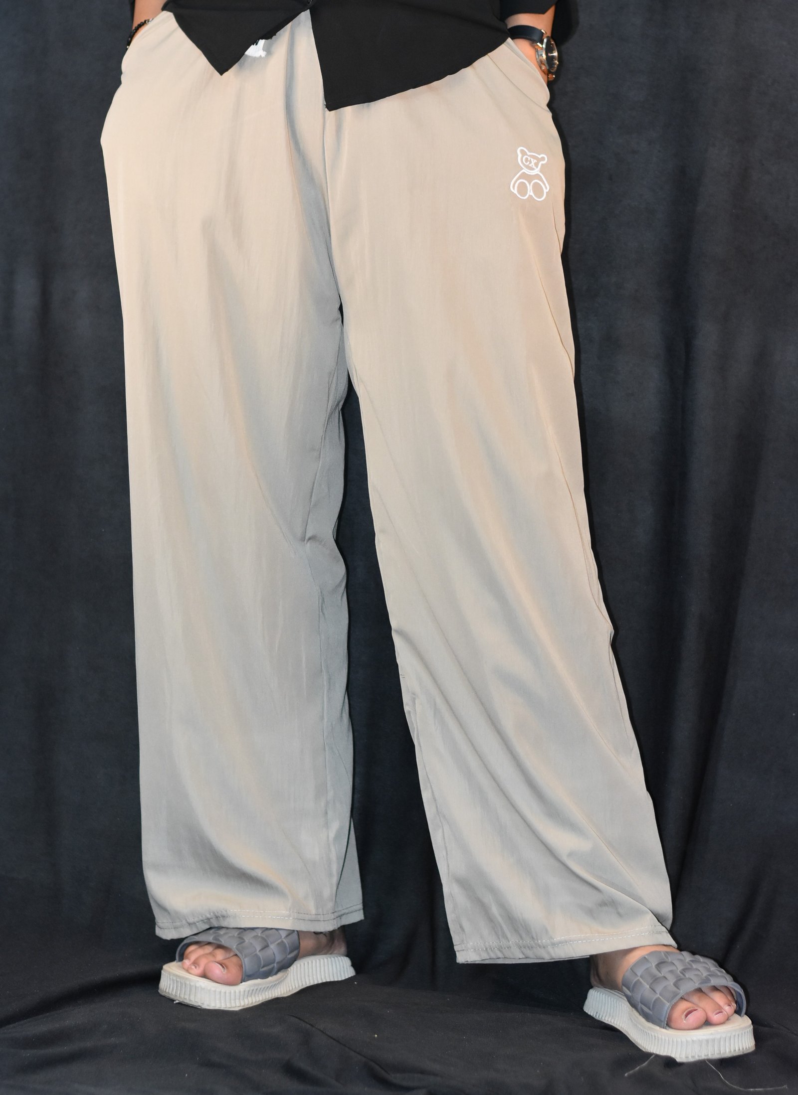 blue Women's Relaxed Wide-Leg Lounge Pants – Light Grey