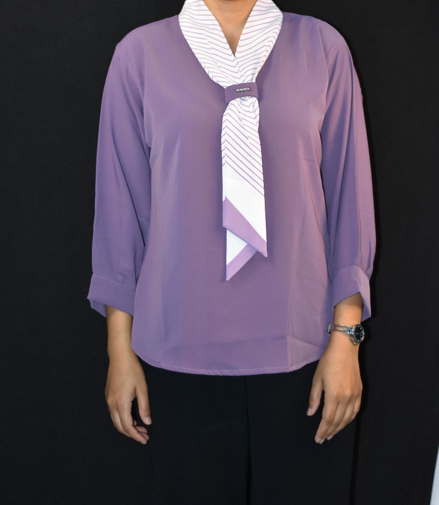 Lavender NYVAZ Women's Lavender Tie-Neck Formal Top