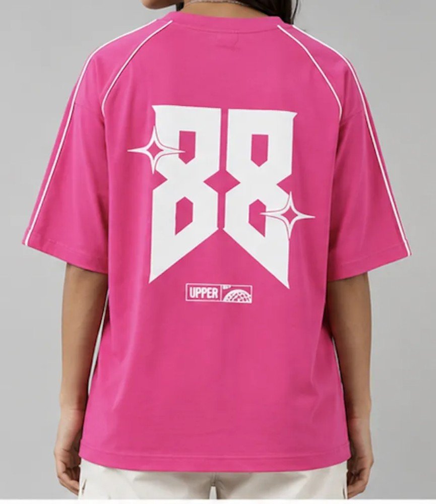 Hot Pink NYVAZ Women's Hot Pink Cursed Graphic Cotton T-Shirt