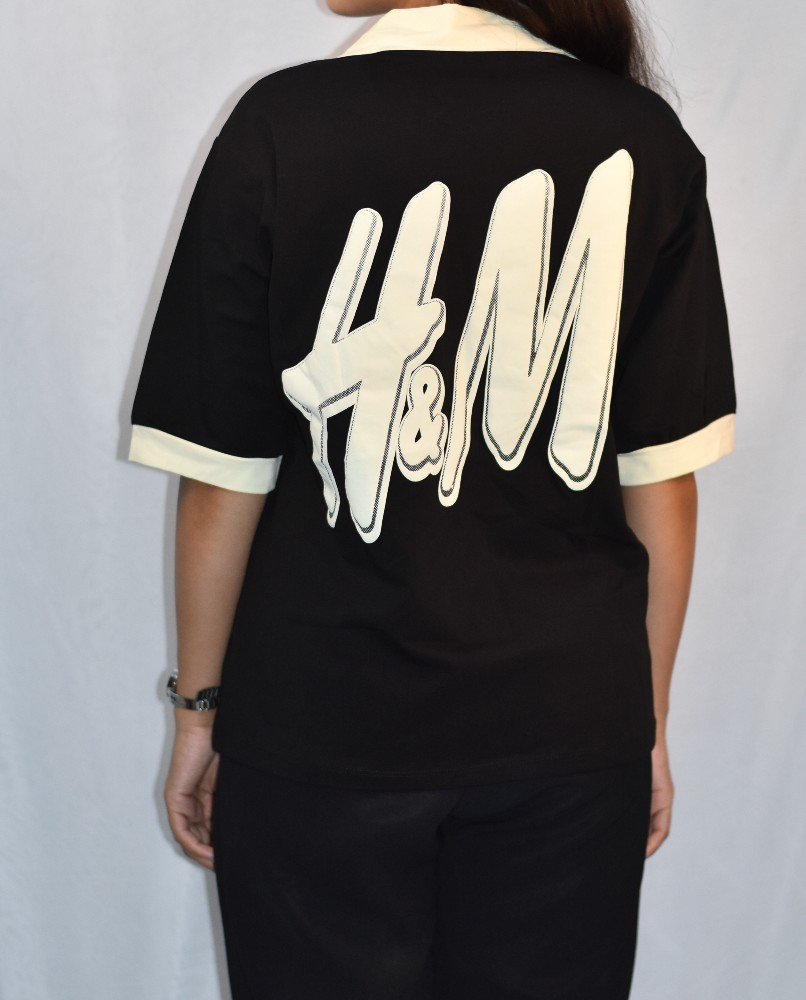 Black with Cream Collar & Sleeve Cuffs NYVAZ Women's Black Contrast Collar Polo T-Shirt