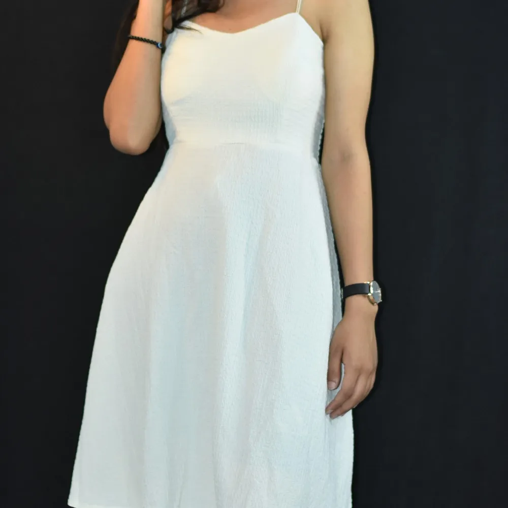 Ivory White NYVAZ Women's Ivory Breeze Strappy Midi Dress