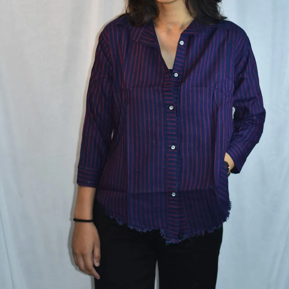 Plum Purple NYVAZ Women's Plum Stripe Casual Shirt