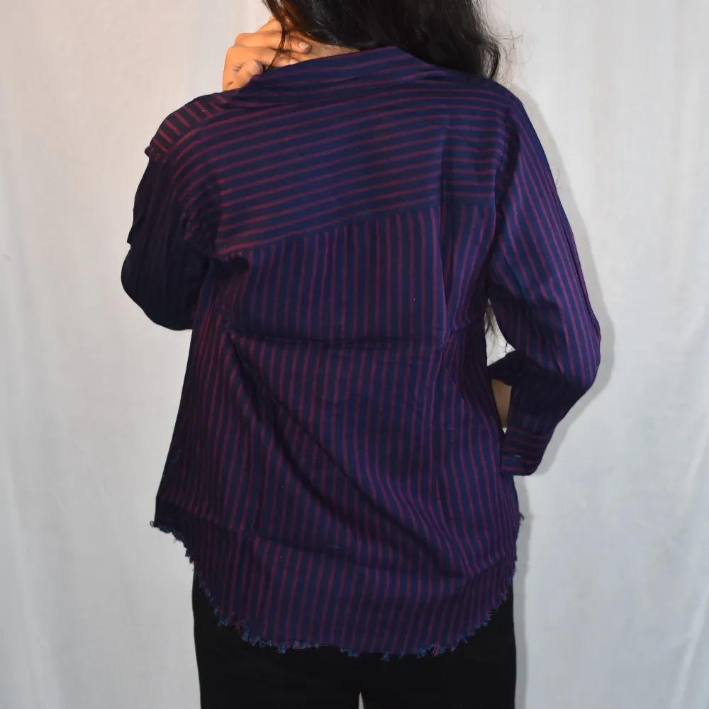 Plum Purple NYVAZ Women's Plum Stripe Casual Shirt