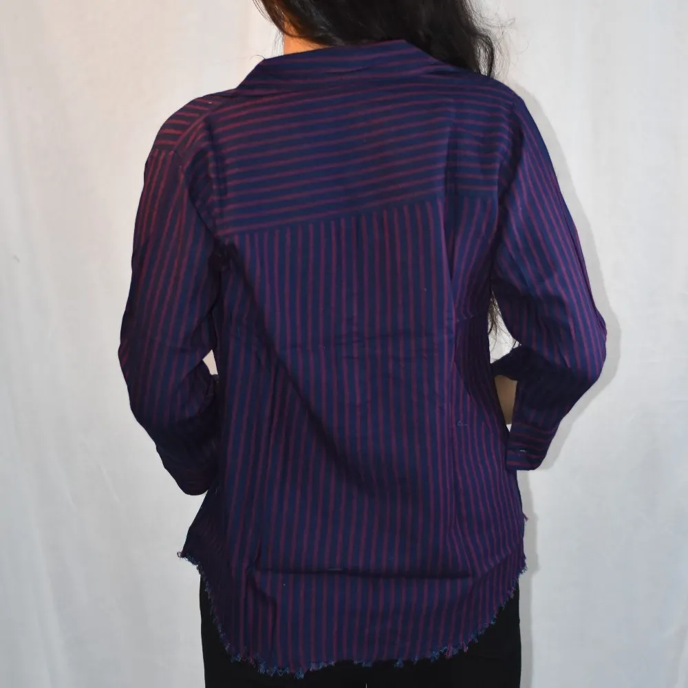Plum Purple NYVAZ Women's Plum Stripe Casual Shirt
