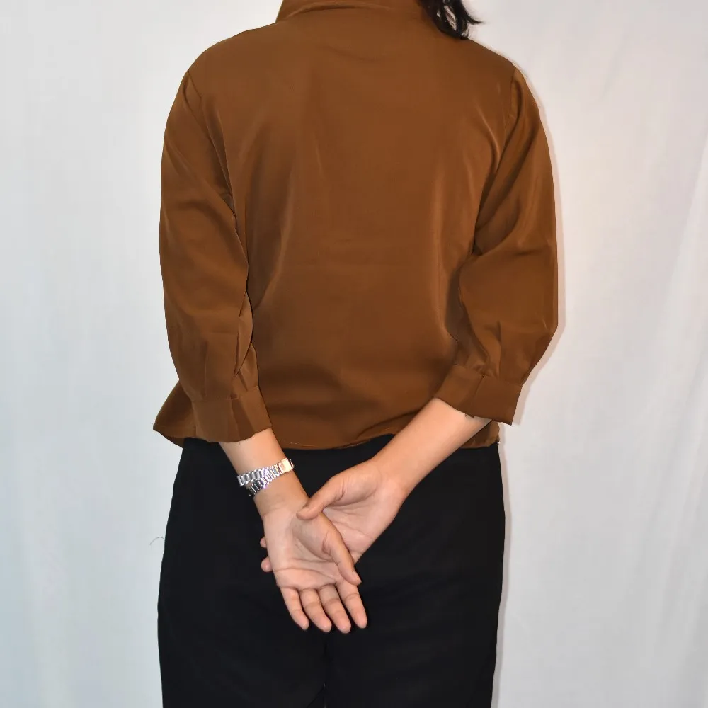Mocha Brown & White NYVAZ Women's Mocha Color Block Stripe Shirt