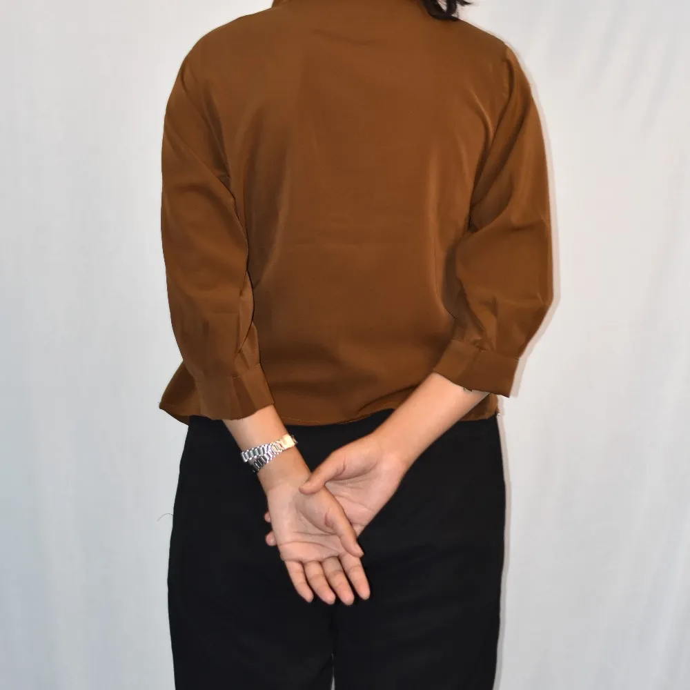 Mocha Brown & White NYVAZ Women's Mocha Color Block Stripe Shirt