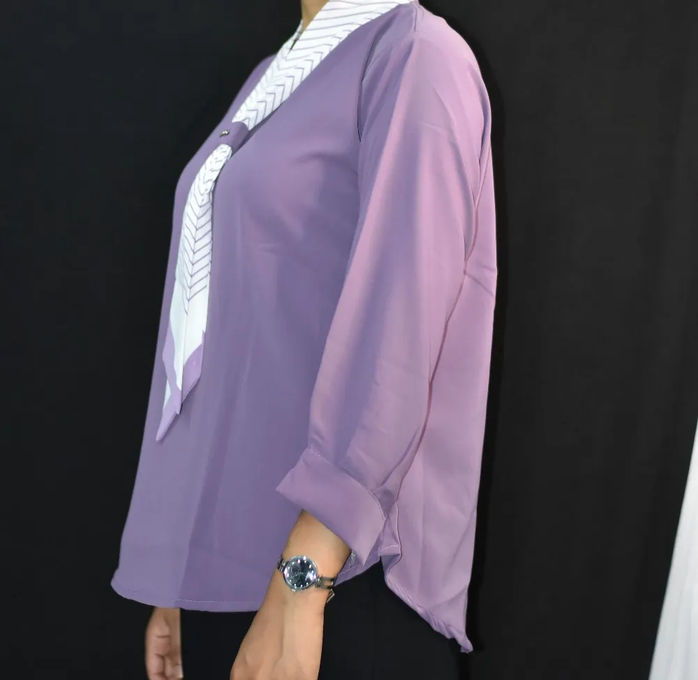 Lavender NYVAZ Women's Lavender Tie-Neck Formal Top