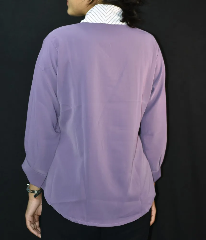 Lavender NYVAZ Women's Lavender Tie-Neck Formal Top