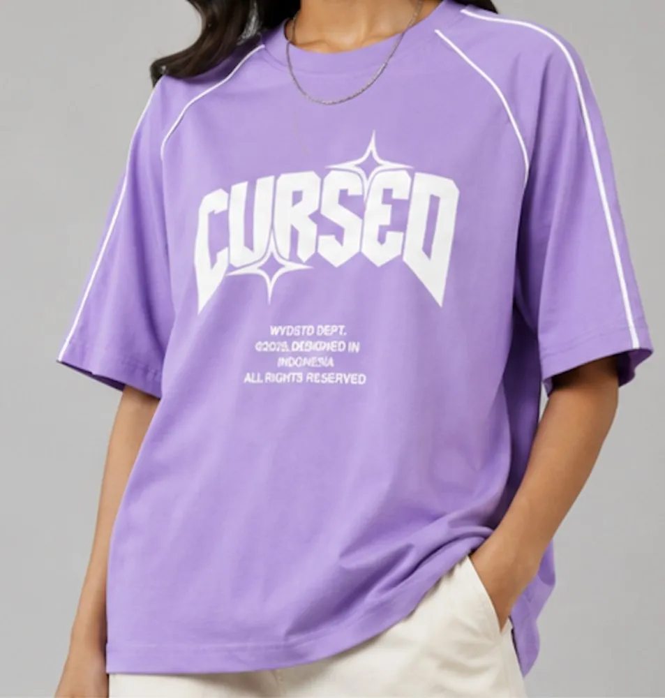 Lavender NYVAZ Women's Lavender Cursed Graphic Cotton T-Shirt