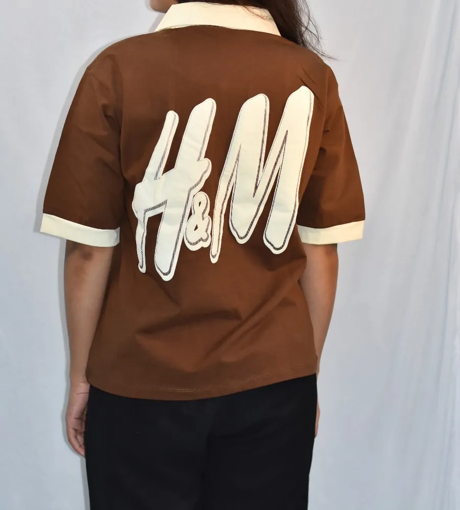 Brown with Cream Collar & Sleeve Cuffs NYVAZ Women's Brown Contrast Collar Polo T-Shirt